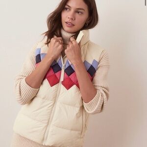 Marine Layer Archive Sierra Antique White Puffer Vest with Colorful Accents